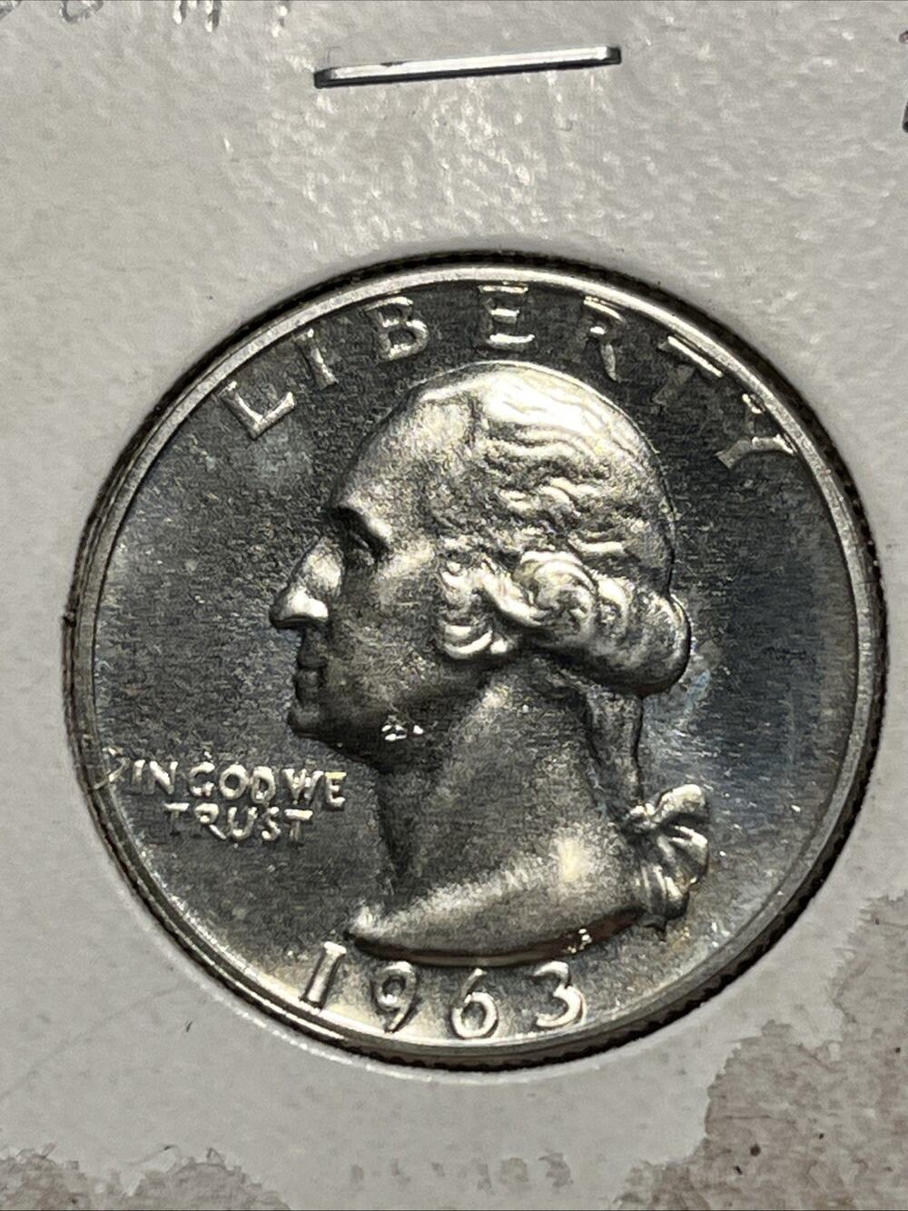 Uncirculated 1963 Philadelphia Mint Silver Washington Quarter W-155